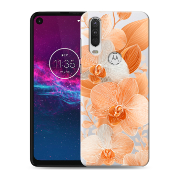 Силиконовый чехол на Motorola One Action с принтом Бежевые цветы Силиконовый чехол на Motorola One Action с принтом Бежевые цветы