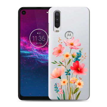 Силиконовый чехол на Motorola One Action с принтом Цветы Силиконовый чехол на Motorola One Action с принтом Цветы