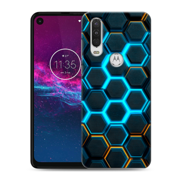 Силиконовый чехол на Motorola One Action с принтом Неоновые соты Силиконовый чехол на Motorola One Action с принтом Неоновые соты