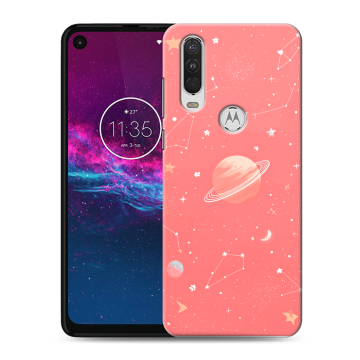 Силиконовый чехол на Motorola One Action с принтом Розовый космос Силиконовый чехол на Motorola One Action с принтом Розовый космос