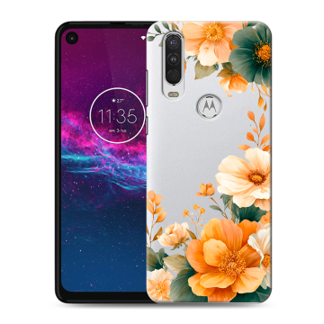 Силиконовый чехол на Motorola One Action с принтом Цветы принт Силиконовый чехол на Motorola One Action с принтом Цветы принт
