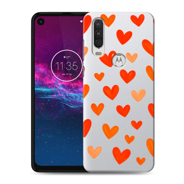 Силиконовый чехол на Motorola One Action с принтом Сердечки Силиконовый чехол на Motorola One Action с принтом Сердечки