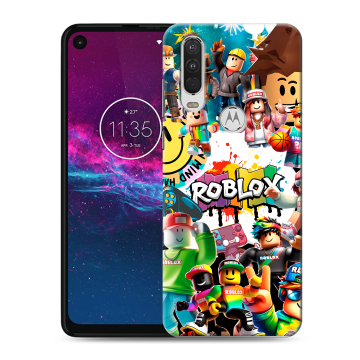 Силиконовый чехол на Motorola One Action с принтом Roblox Роблокс