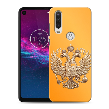 Силиконовый чехол на Motorola One Action с принтом Герб Флаг России Силиконовый чехол на Motorola One Action с принтом Герб Флаг России