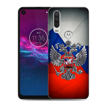 Силиконовый чехол на Motorola One Action с принтом Флаг России