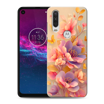 Силиконовый чехол на Motorola One Action с принтом Цветы и бабочки Силиконовый чехол на Motorola One Action с принтом Цветы и бабочки