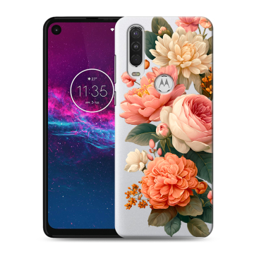 Силиконовый чехол на Motorola One Action с принтом цветы Силиконовый чехол на Motorola One Action с принтом цветы