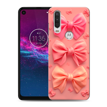 Силиконовый чехол на Motorola One Action с принтом Розовые бантики