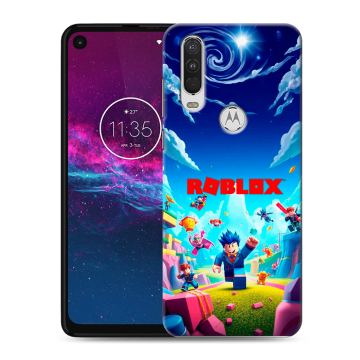 Силиконовый чехол на Motorola One Action с принтом Roblox Роблокс