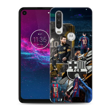 Силиконовый чехол на Motorola One Action с принтом Messi Barcelona