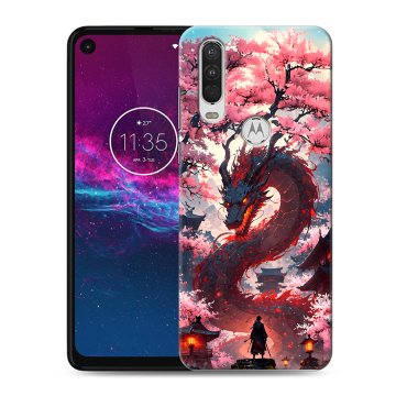 Силиконовый чехол на Motorola One Action с принтом Дракон Японский