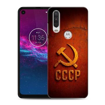 Силиконовый чехол на Motorola One Action с принтом Флаг Герб СССР