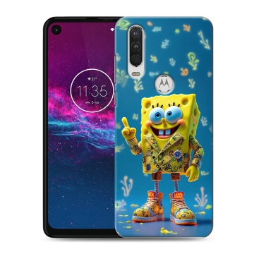 Силиконовый чехол на Motorola One Action с принтом Спанч боб Спанчбоб