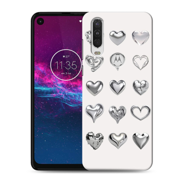 Силиконовый чехол на Motorola One Action с принтом Y2K сердечки