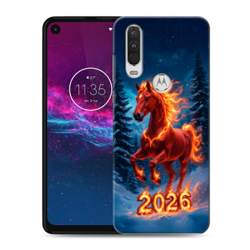 Силиконовый чехол на Motorola One Action с принтом Новый год коня Силиконовый чехол на Motorola One Action с принтом Новый год коня