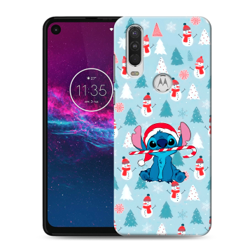 Силиконовый чехол на Motorola One Action с принтом Стич Новый год