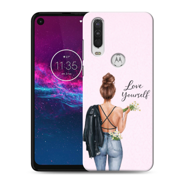 Силиконовый чехол на Motorola One Action с принтом женский