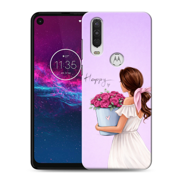 Силиконовый чехол на Motorola One Action с принтом женский