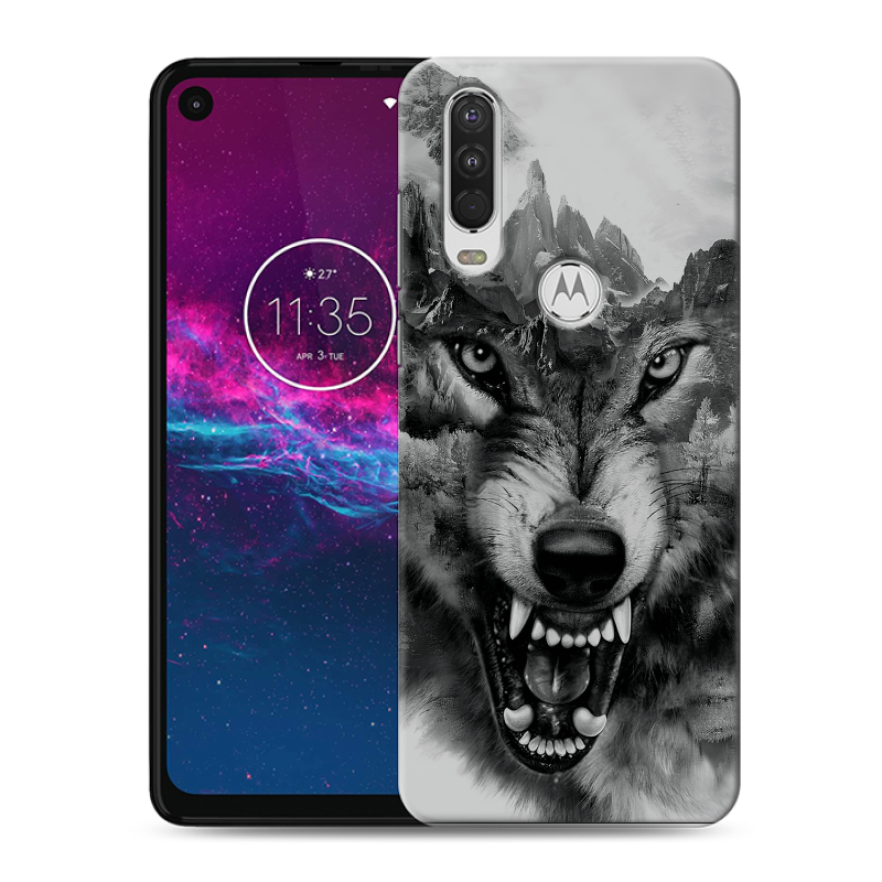 Силиконовый чехол на Motorola One Action с принтом Волк Силиконовый чехол на Motorola One Action с принтом Волк