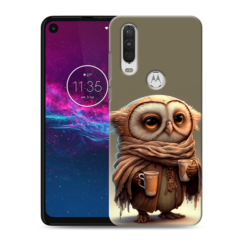 Силиконовый чехол на Motorola One Action с принтом Сова Силиконовый чехол на Motorola One Action с принтом Сова