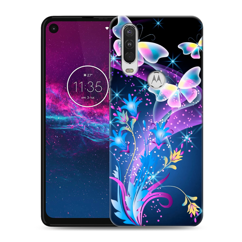 Силиконовый чехол на Motorola One Action с принтом Бабочки Силиконовый чехол на Motorola One Action с принтом Бабочки