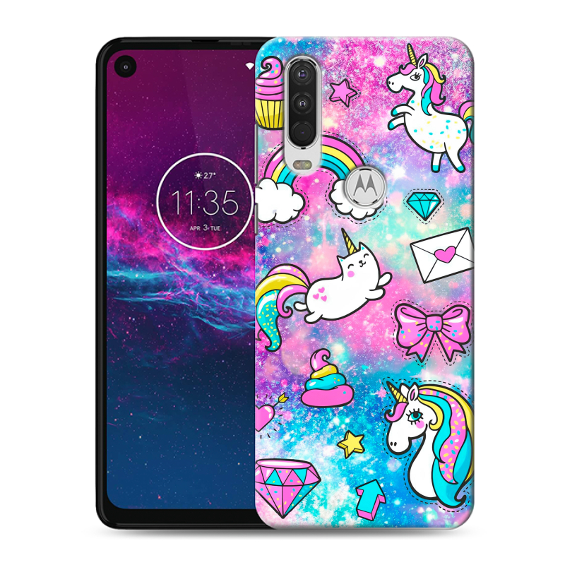 Силиконовый чехол на Motorola One Action с принтом Единороги Силиконовый чехол на Motorola One Action с принтом Единороги