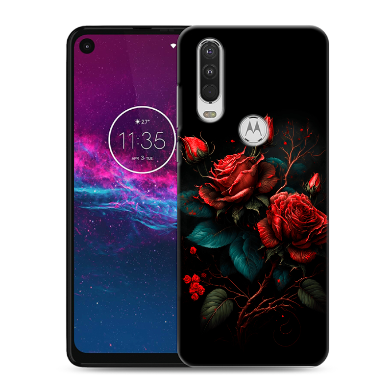 Силиконовый чехол на Motorola One Action с принтом Розы красные Силиконовый чехол на Motorola One Action с принтом Розы красные