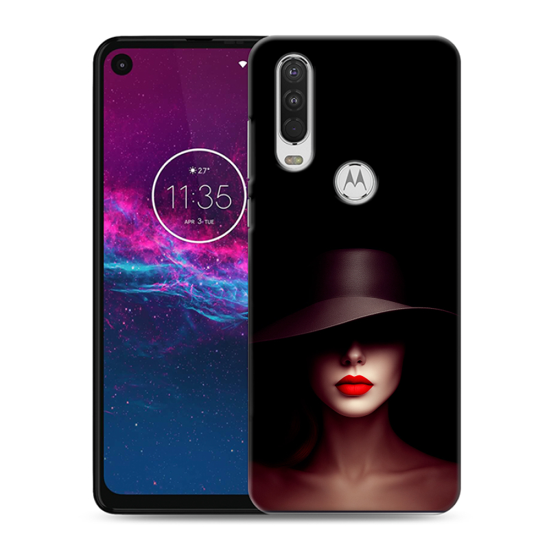Силиконовый чехол на Motorola One Action с принтом Девушка в шляпе Силиконовый чехол на Motorola One Action с принтом Девушка в шляпе