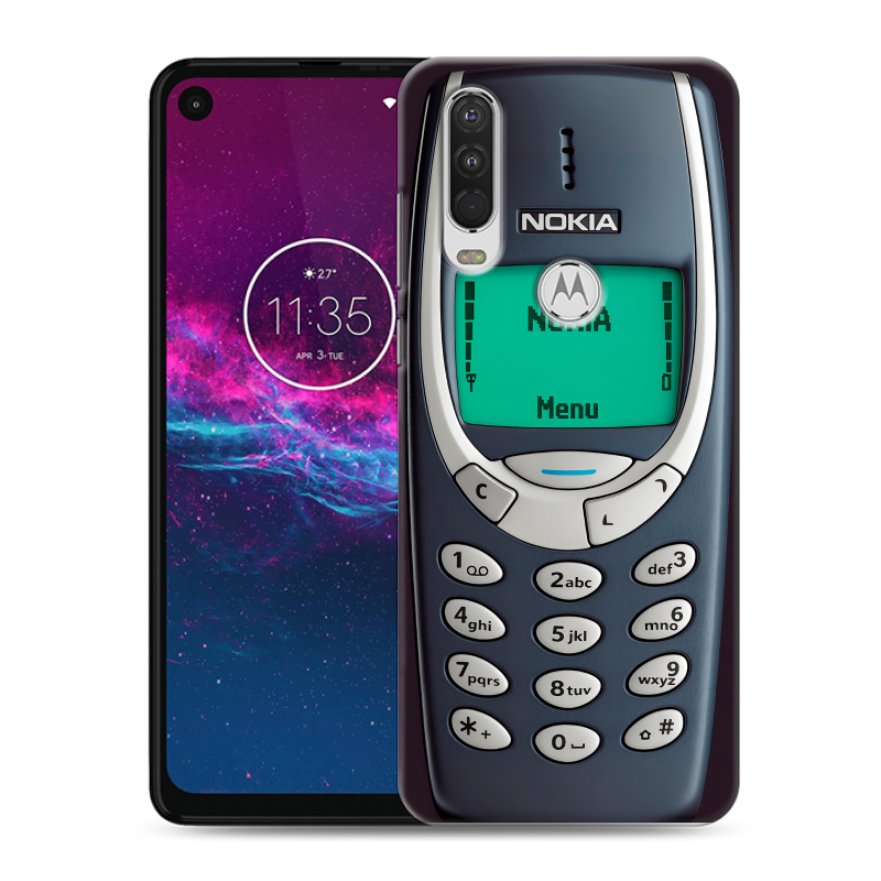 Силиконовый чехол на Motorola One Action с принтом Старый телефон Силиконовый чехол на Motorola One Action с принтом Старый телефон