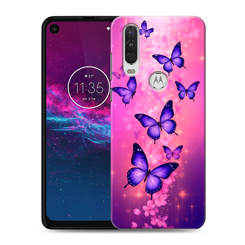 Силиконовый чехол на Motorola One Action с принтом Бабочки Силиконовый чехол на Motorola One Action с принтом Бабочки
