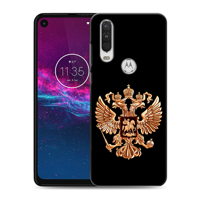 Силиконовый чехол на Motorola One Action с принтом Герб России золотой Силиконовый чехол на Motorola One Action с принтом Герб России золотой