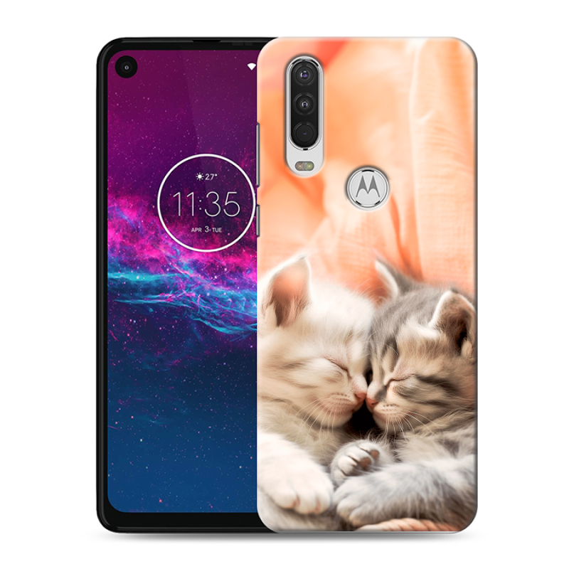 Силиконовый чехол на Motorola One Action с принтом Котята Силиконовый чехол на Motorola One Action с принтом Котята