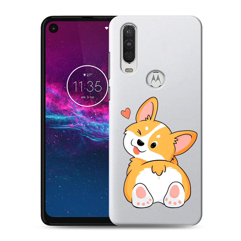 Силиконовый чехол на Motorola One Action с принтом Корги Силиконовый чехол на Motorola One Action с принтом Корги