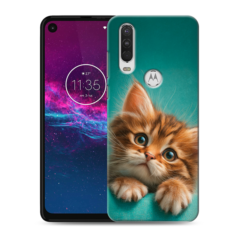 Силиконовый чехол на Motorola One Action с принтом котенок Силиконовый чехол на Motorola One Action с принтом котенок