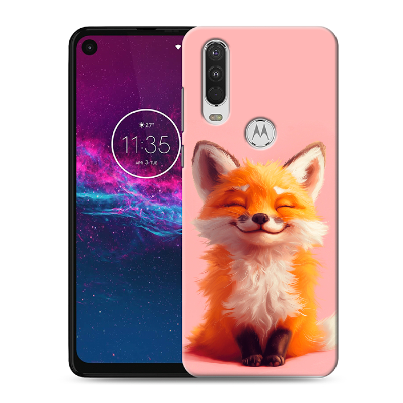 Силиконовый чехол на Motorola One Action с принтом милая лиса Силиконовый чехол на Motorola One Action с принтом милая лиса