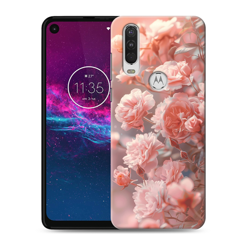 Силиконовый чехол на Motorola One Action с принтом Розовые розы Силиконовый чехол на Motorola One Action с принтом Розовые розы