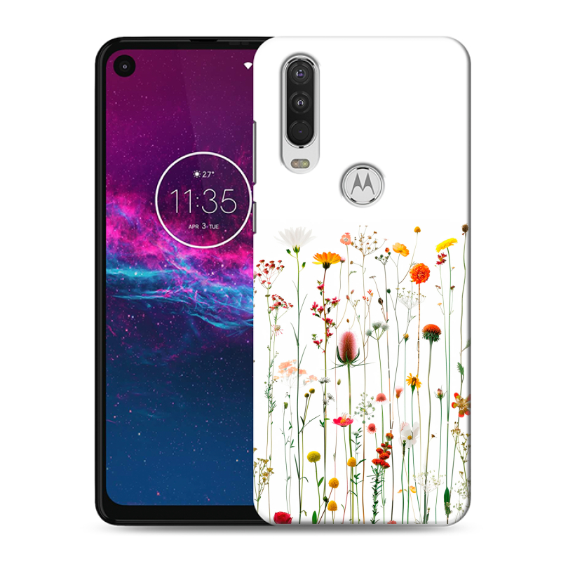 Силиконовый чехол на Motorola One Action с принтом цветы Силиконовый чехол на Motorola One Action с принтом цветы