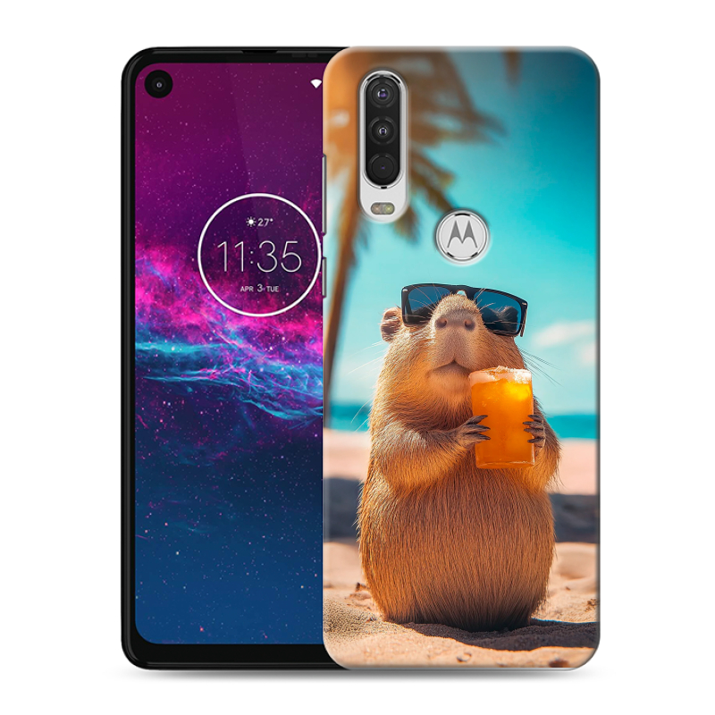 Силиконовый чехол на Motorola One Action с принтом Капибара Силиконовый чехол на Motorola One Action с принтом Капибара