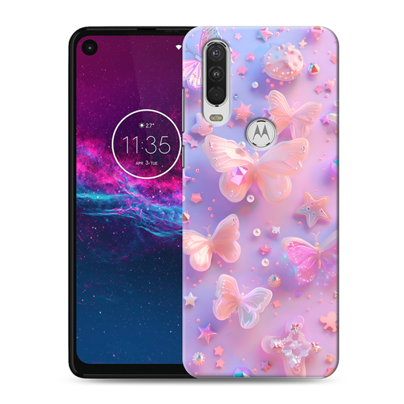 Силиконовый чехол на Motorola One Action с принтом Бабочки Силиконовый чехол на Motorola One Action с принтом Бабочки