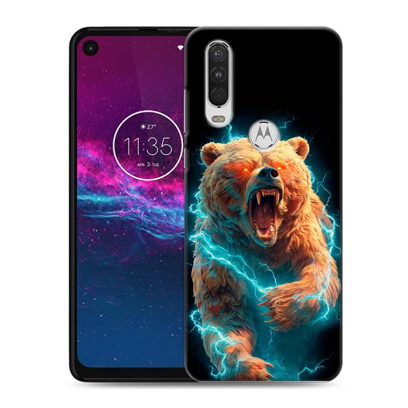 Силиконовый чехол на Motorola One Action с принтом Медведь Силиконовый чехол на Motorola One Action с принтом Медведь