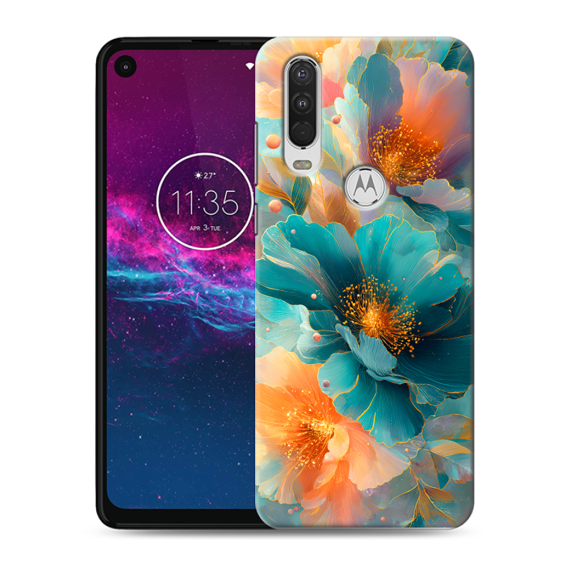 Силиконовый чехол на Motorola One Action с принтом Цветы Силиконовый чехол на Motorola One Action с принтом Цветы