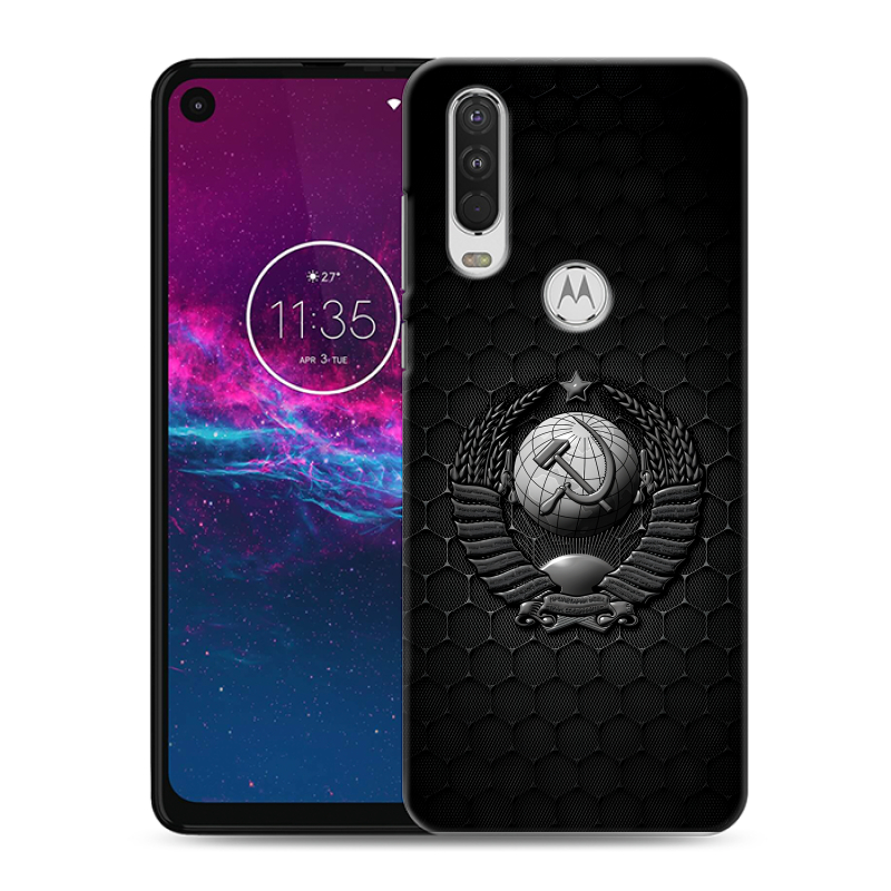 Силиконовый чехол на Motorola One Action с принтом Герб Флаг СССР Силиконовый чехол на Motorola One Action с принтом Герб Флаг СССР