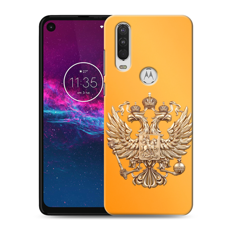 Силиконовый чехол на Motorola One Action с принтом Герб Флаг России Силиконовый чехол на Motorola One Action с принтом Герб Флаг России