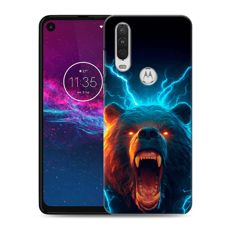 Силиконовый чехол на Motorola One Action с принтом Медведь Силиконовый чехол на Motorola One Action с принтом Медведь