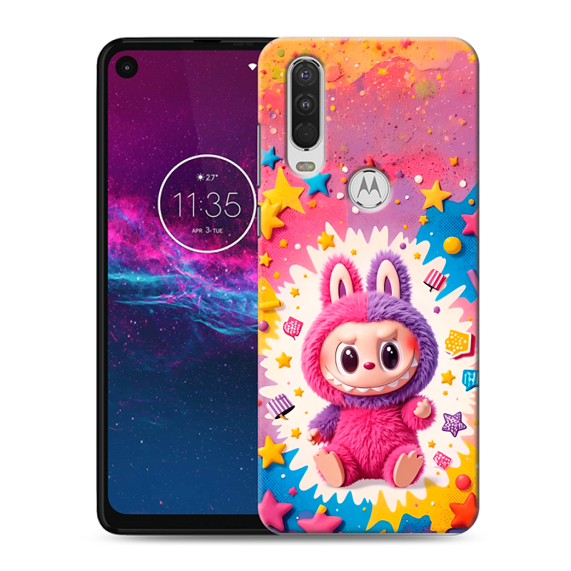 Силиконовый чехол на Motorola One Action с принтом Labubu Лабубу Силиконовый чехол на Motorola One Action с принтом Labubu Лабубу