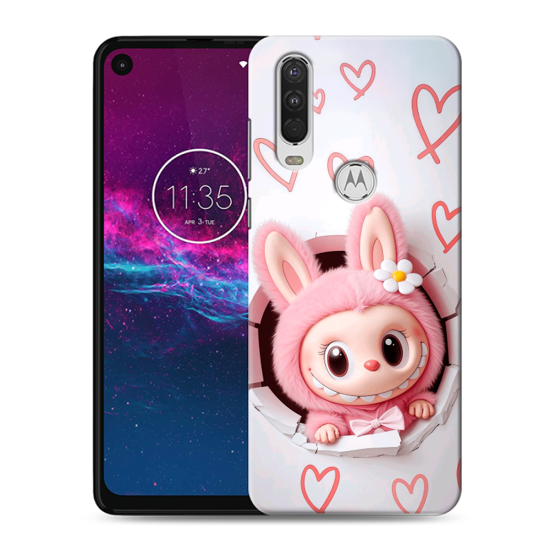 Силиконовый чехол на Motorola One Action с принтом Labubu Лабубу Силиконовый чехол на Motorola One Action с принтом Labubu Лабубу