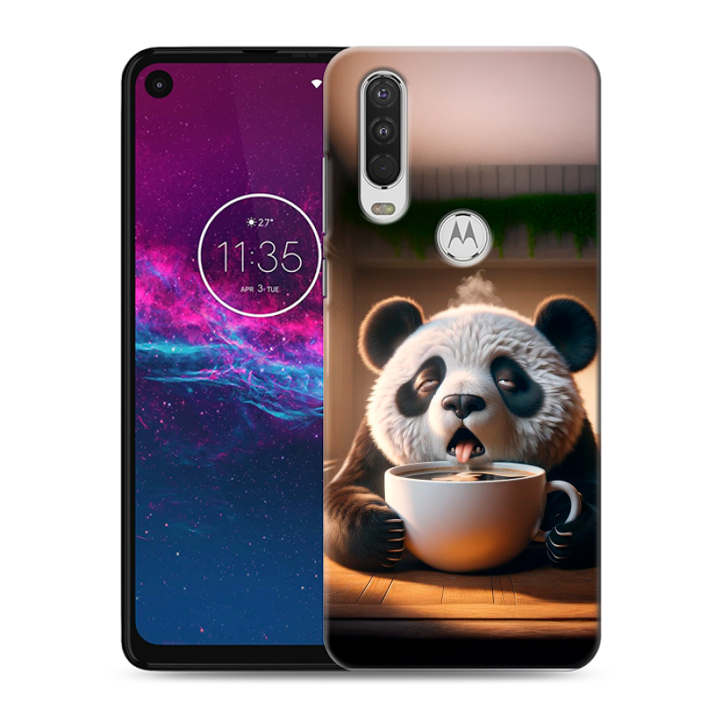 Силиконовый чехол на Motorola One Action с принтом смешная панда Силиконовый чехол на Motorola One Action с принтом смешная панда