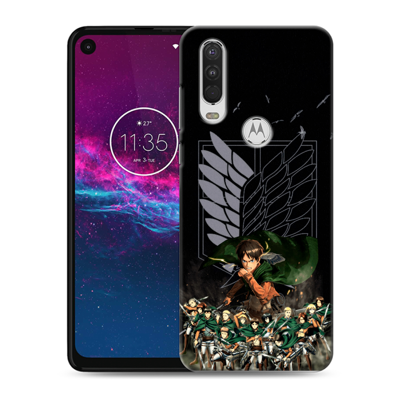 Силиконовый чехол на Motorola One Action с принтом Атака титанов Силиконовый чехол на Motorola One Action с принтом Атака титанов