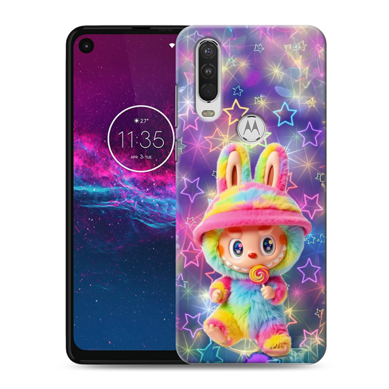 Силиконовый чехол на Motorola One Action с принтом Labubu Лабубу Силиконовый чехол на Motorola One Action с принтом Labubu Лабубу