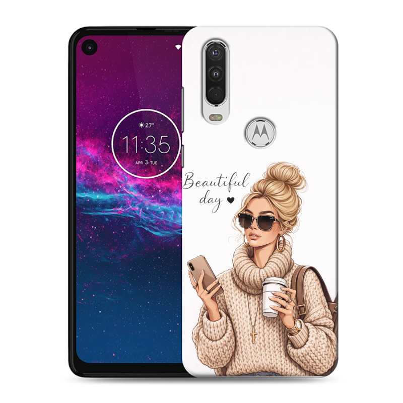 Силиконовый чехол на Motorola One Action с принтом женский Силиконовый чехол на Motorola One Action с принтом женский